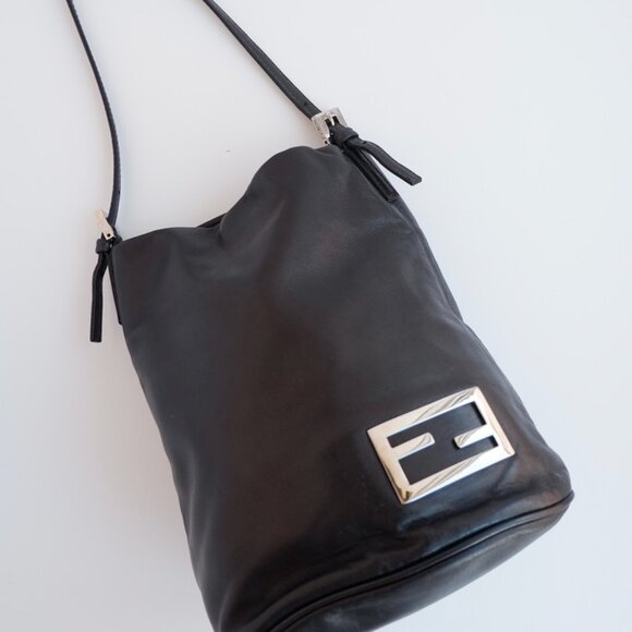 Authentic Preowned Fendi Black Leather FF Logo Bucket Shoulder Bag - Picture 12 of 16